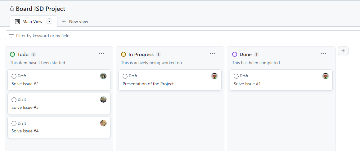 GitHub board tracking project issues